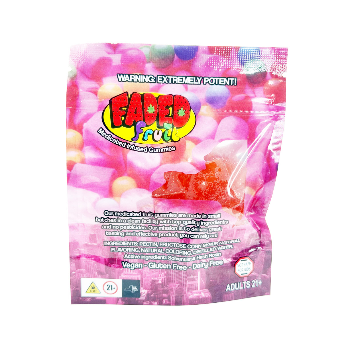 Faded Fruit Medicated Infused Bubblegum Gelato (Indica) 1000mg Edible Gummies