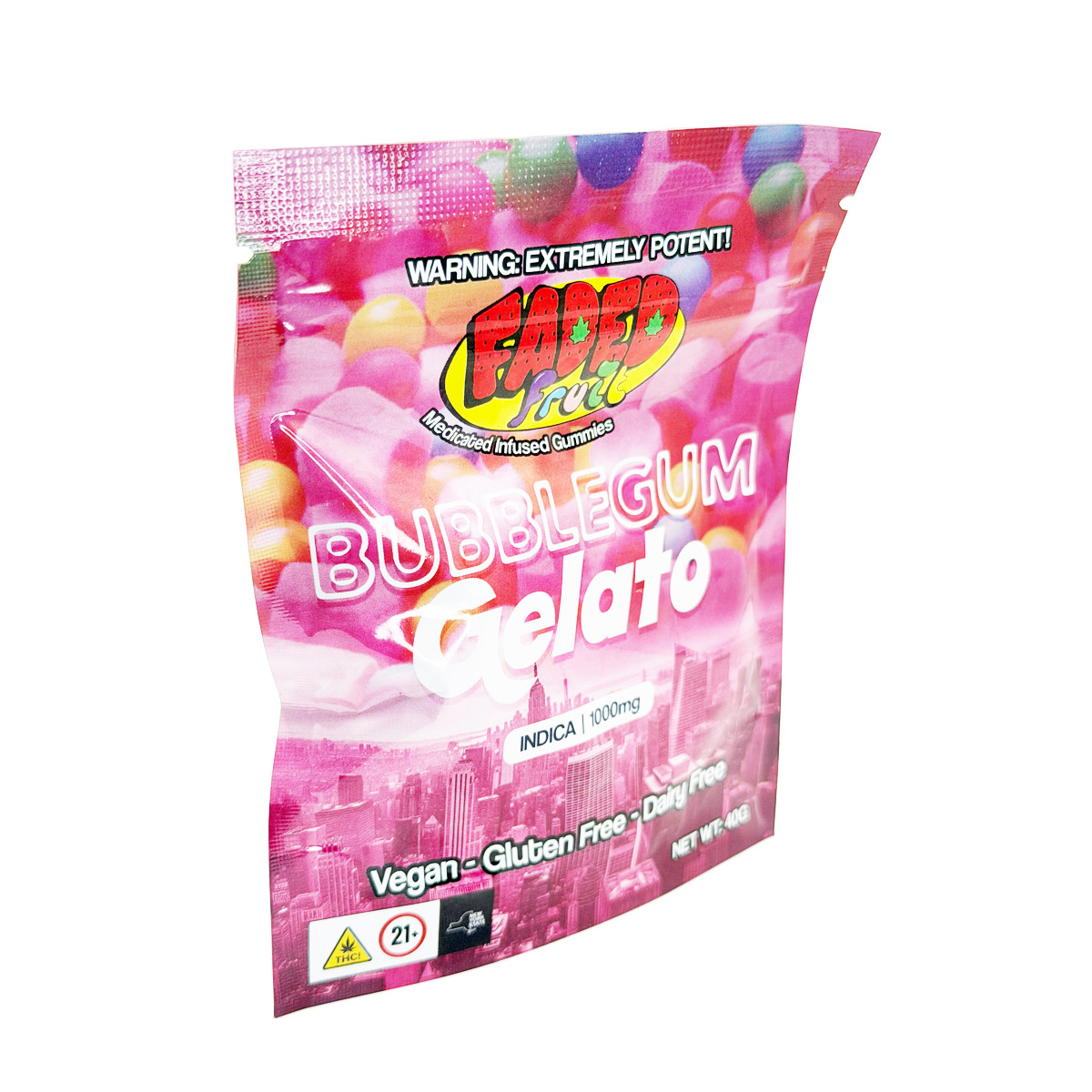 Faded Fruit Medicated Infused Bubblegum Gelato (Indica) 1000mg Edible Gummies