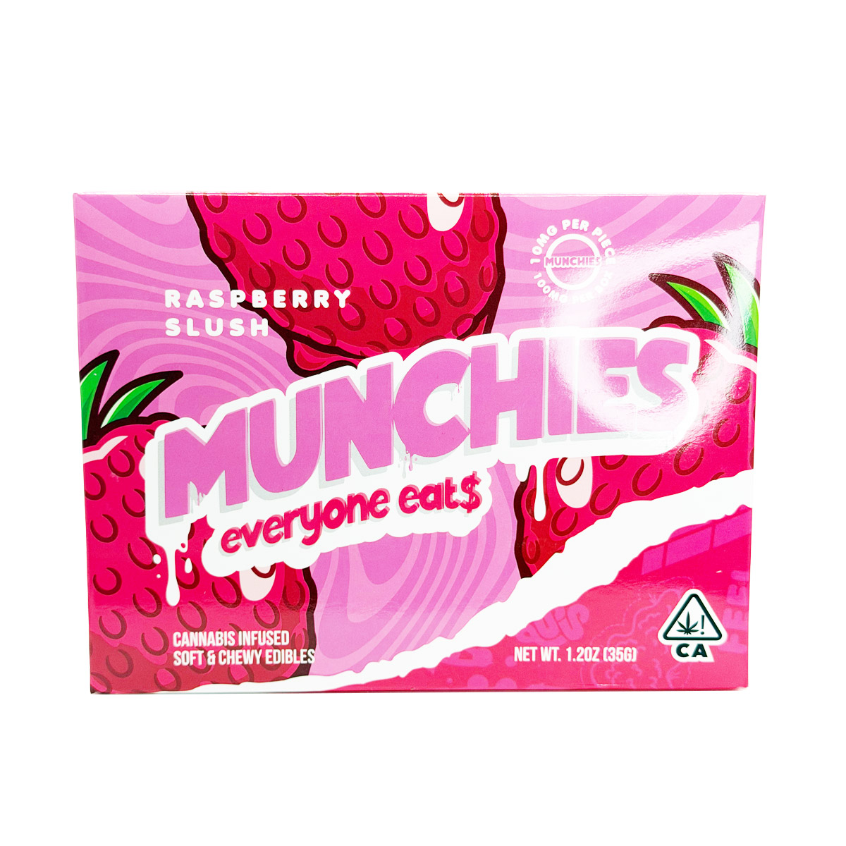 Munchies Cannabis Infused Soft & Chewy Raspberry Slush 100mg (10x10mg) Edible Gummies