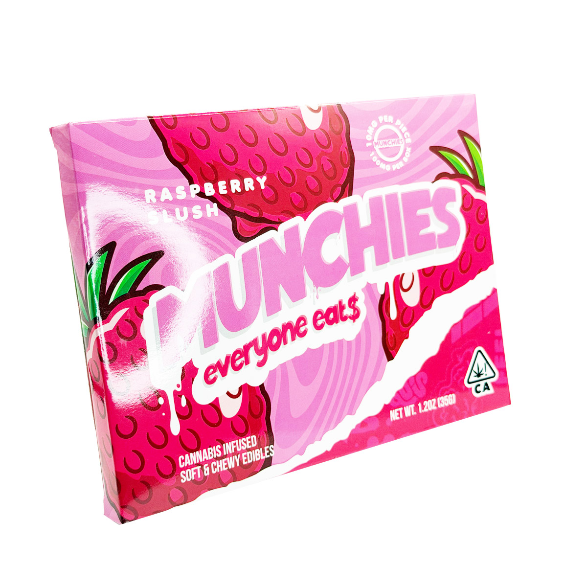 Munchies Cannabis Infused Soft & Chewy Raspberry Slush 100mg (10x10mg) Edible Gummies