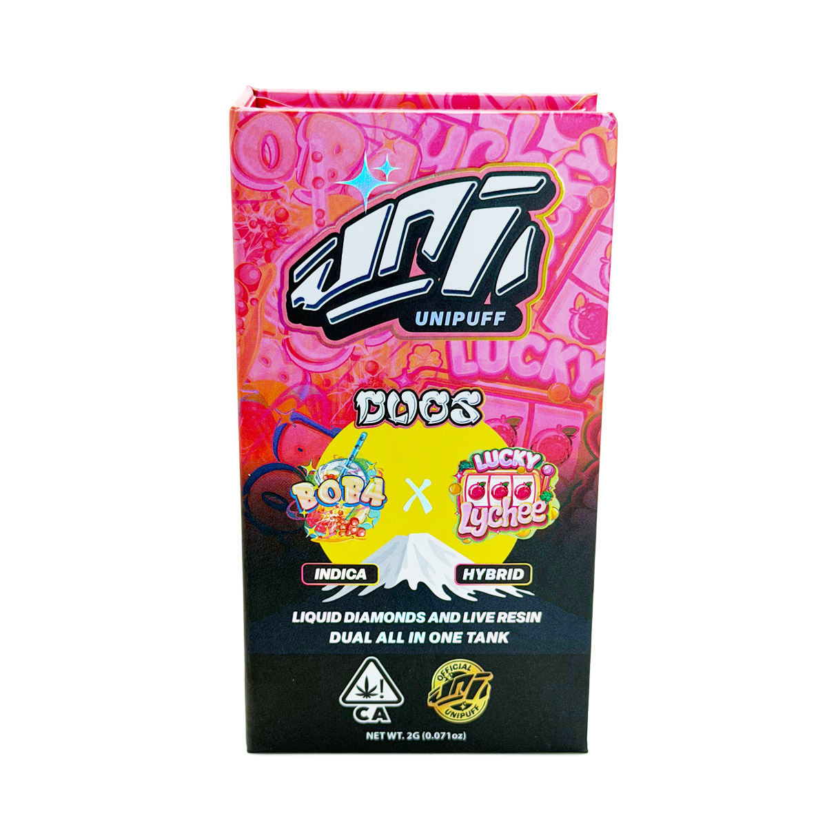 UniPuff Duos Boba (Indica) / Lucky Lychee (Hybrid) 2 Grams (2g) Disposable Vape
