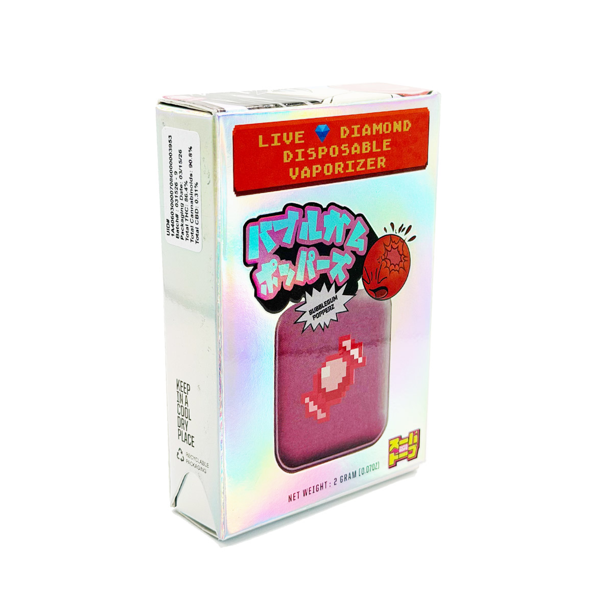 Super Dope Live Diamond Resin Bubblegum Popperz 2 Grams (2g) Disposable Vape