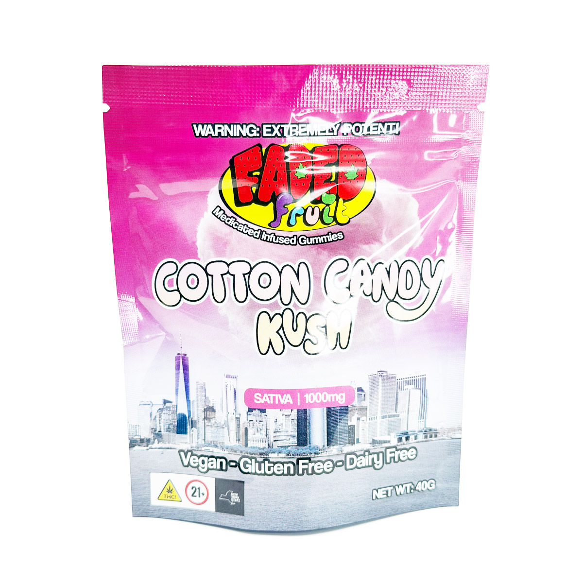 Faded Fruit Medicated Infused Cotton Candy Kush (Sativa) 1000mg Edible Gummies