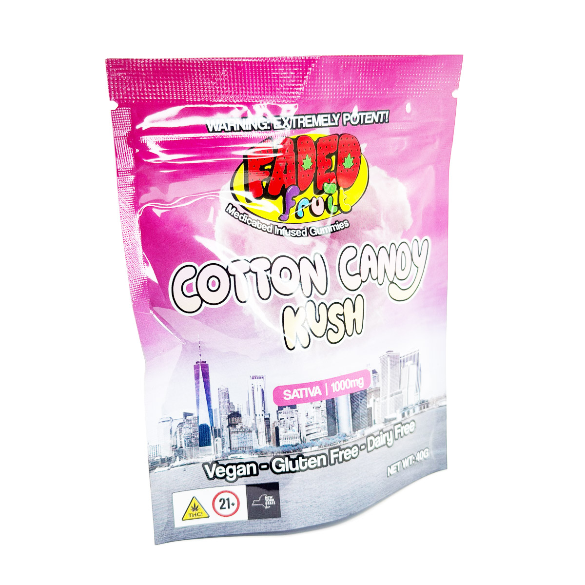 Faded Fruit Medicated Infused Cotton Candy Kush (Sativa) 1000mg Edible Gummies