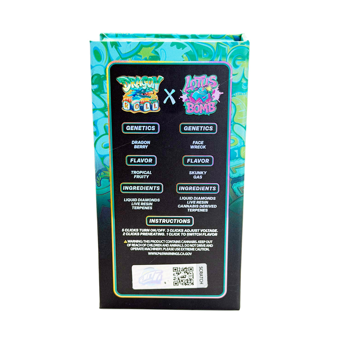 UniPuff Duos Dragon Roll (Sativa) / Lotus Bomb (Indica) 2 Grams (2g) Disposable Vape