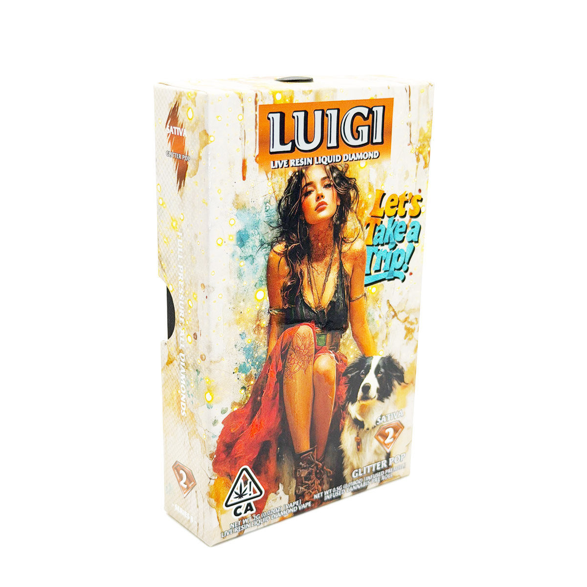 Luigi Live Resin Liquid Diamond Bundle Glitter Pop (Sativa) 2 Grams (2g) Disposable Vape