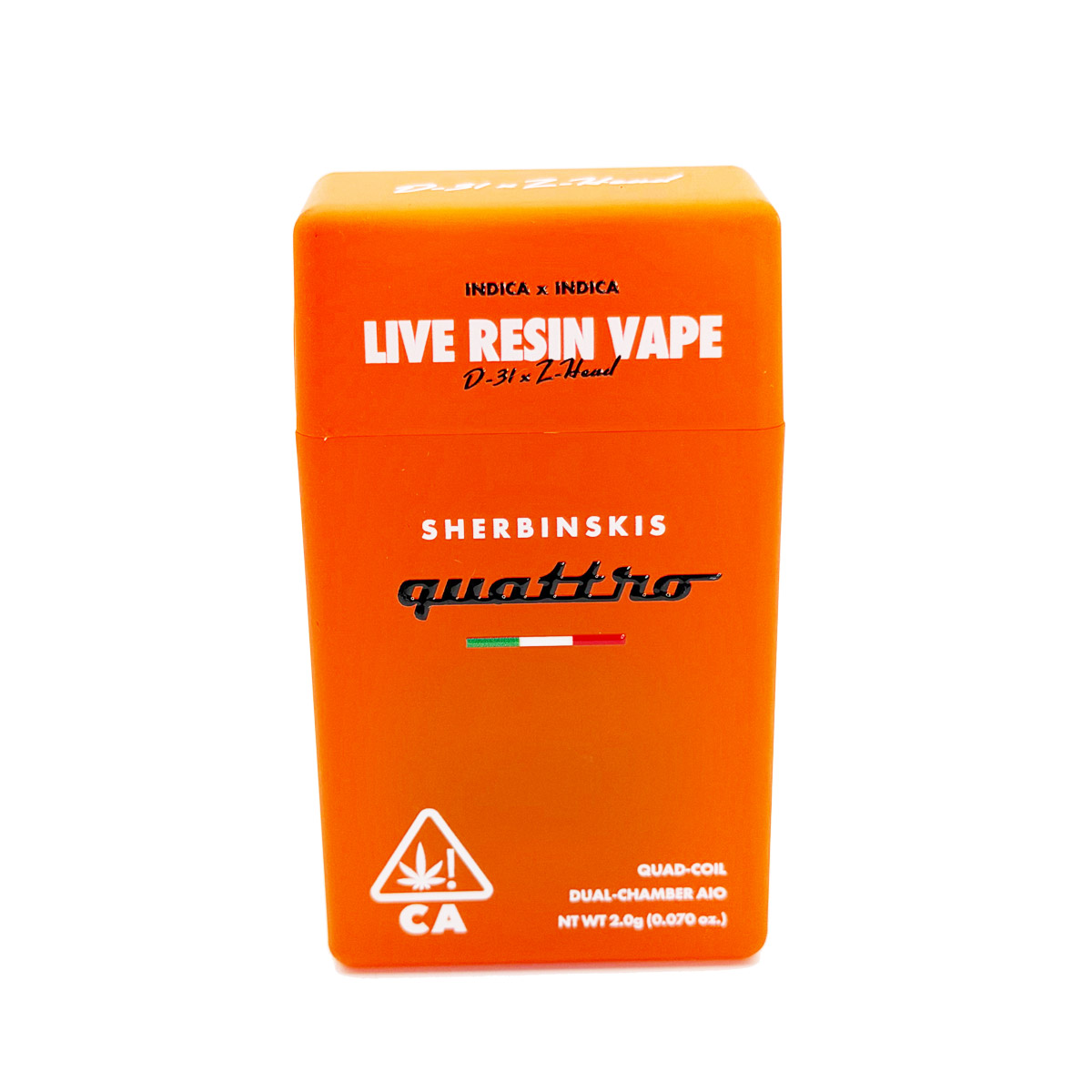 Sherbinskis Quattro Live Resin D-31 (Indica) / Z-Head (Indica) 2 Grams (2g) Disposable Vape