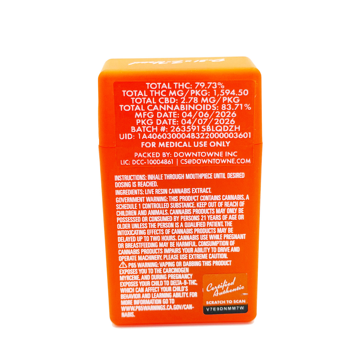 Sherbinskis Quattro Live Resin D-31 (Indica) / Z-Head (Indica) 2 Grams (2g) Disposable Vape