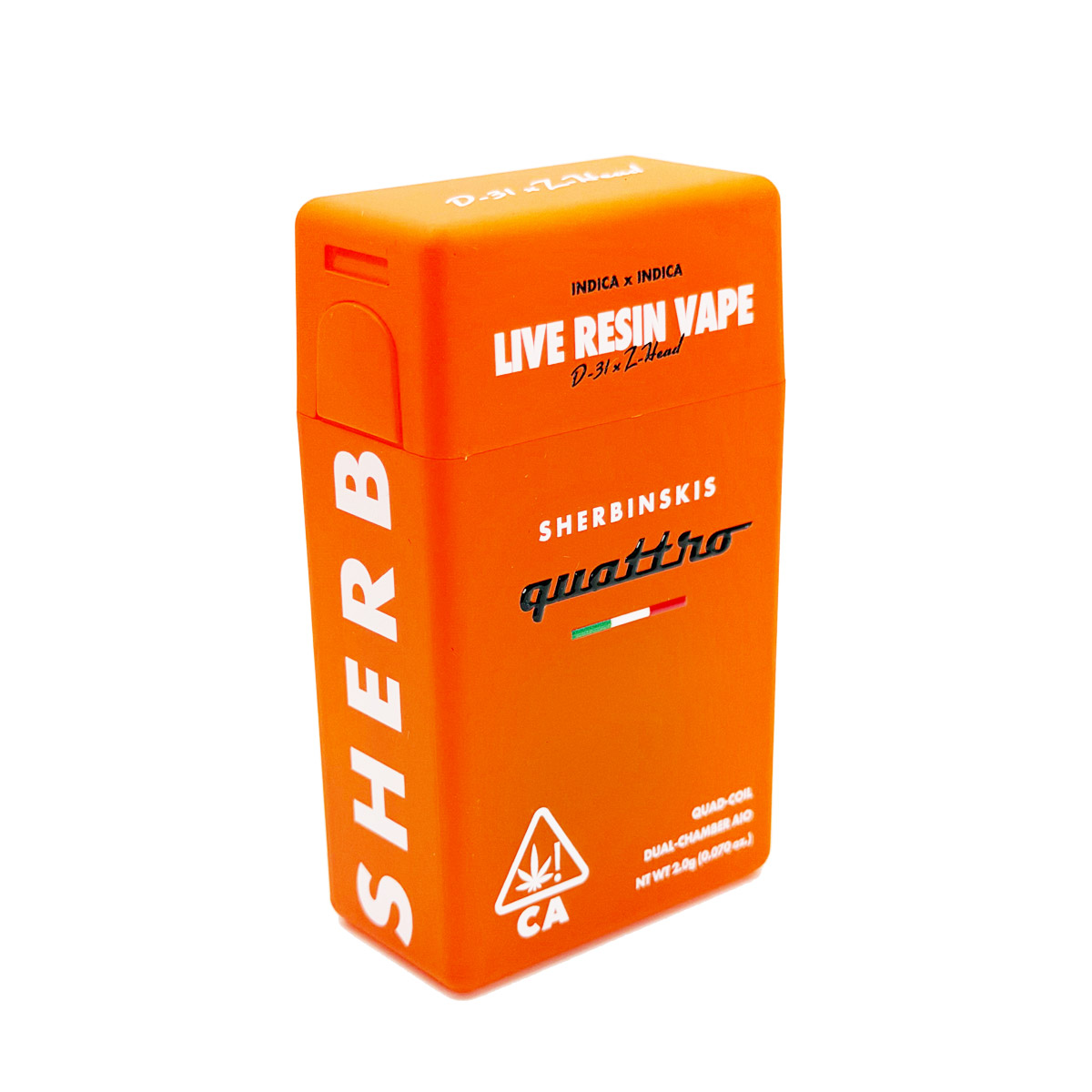 Sherbinskis Quattro Live Resin D-31 (Indica) / Z-Head (Indica) 2 Grams (2g) Disposable Vape