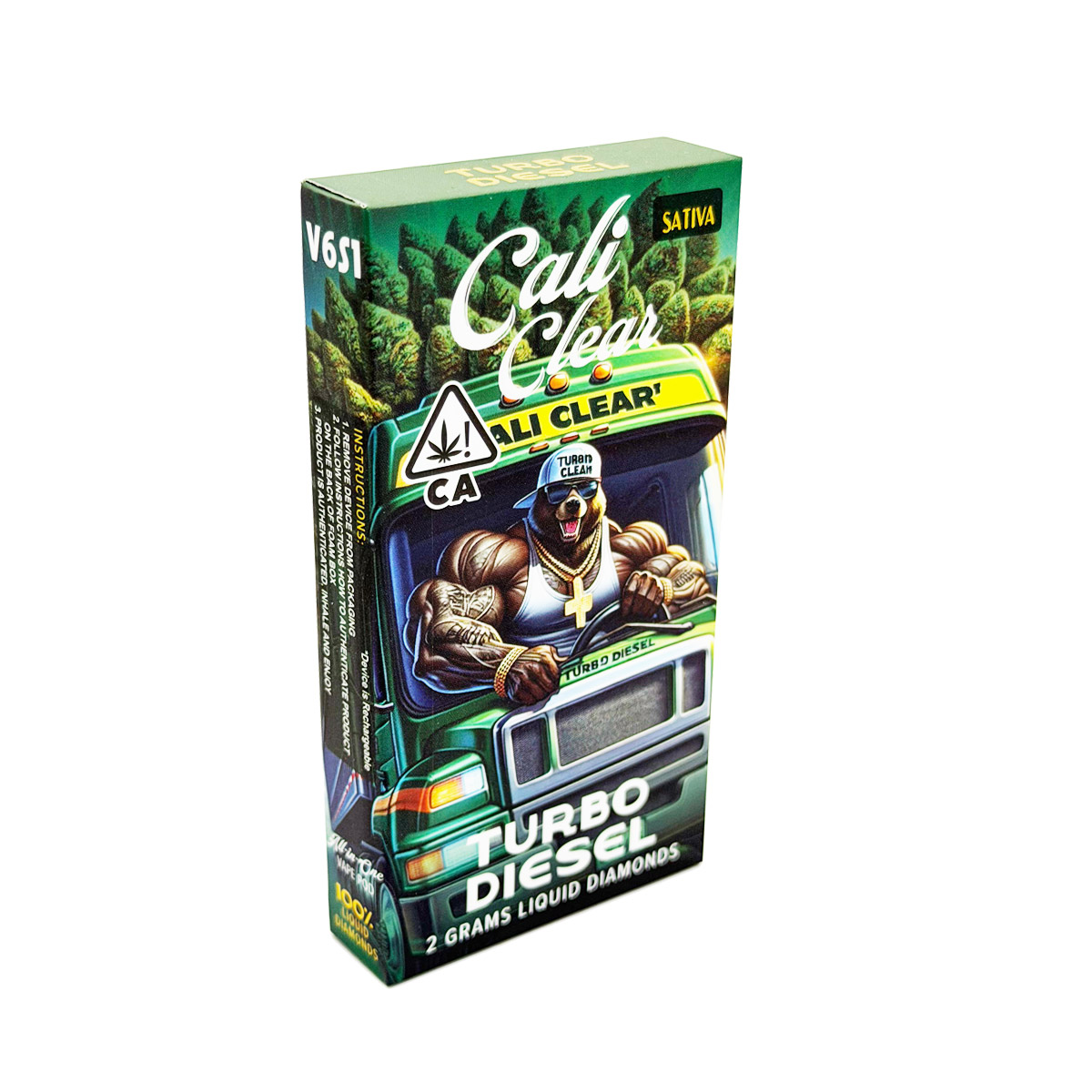 Cali Clear Liquid Diamonds Turbo Diesel (Sativa) 2 Grams (2g) Disposable Vape
