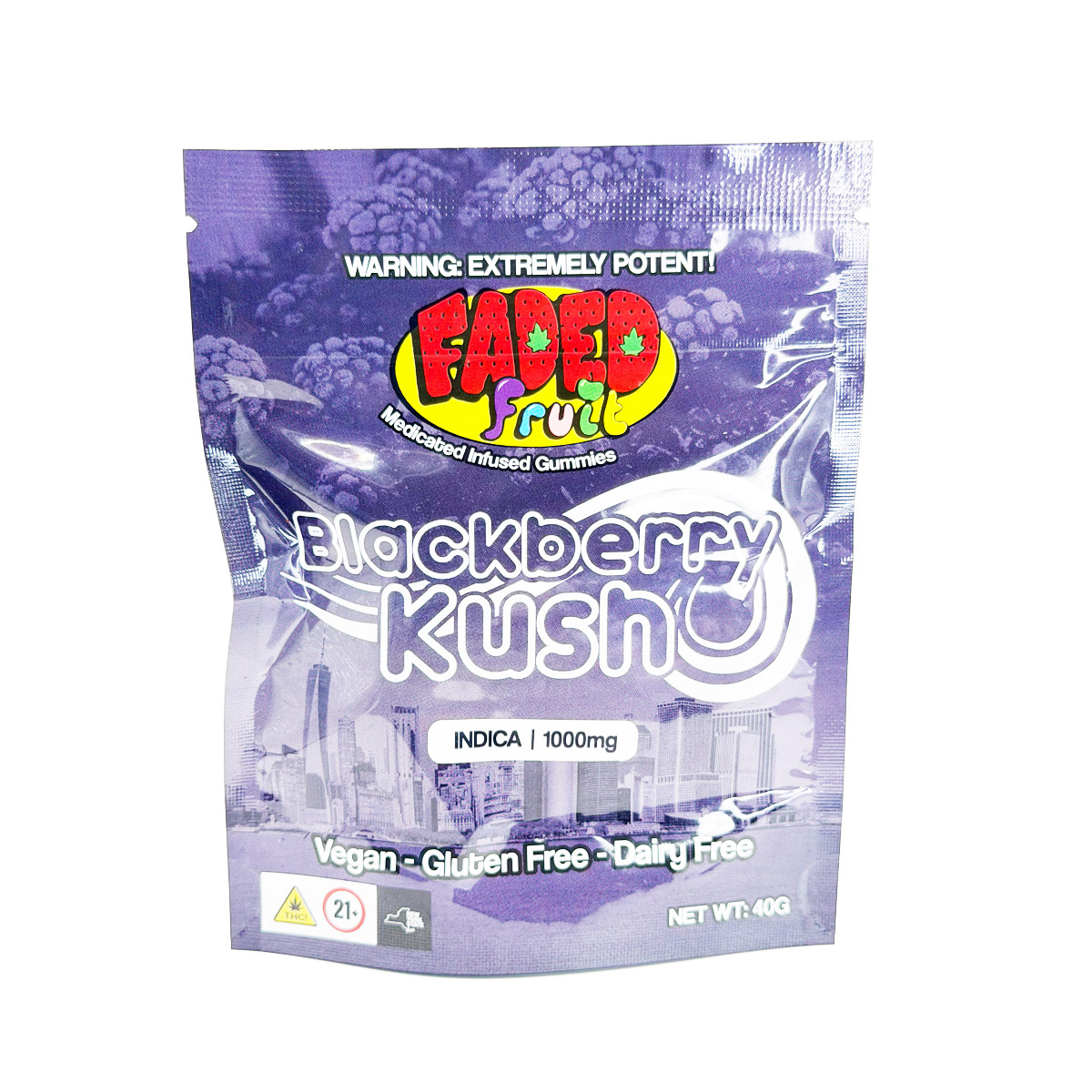 Faded Fruit Medicated Infused Blackberry Kush (Indica) 1000mg Edible Gummies