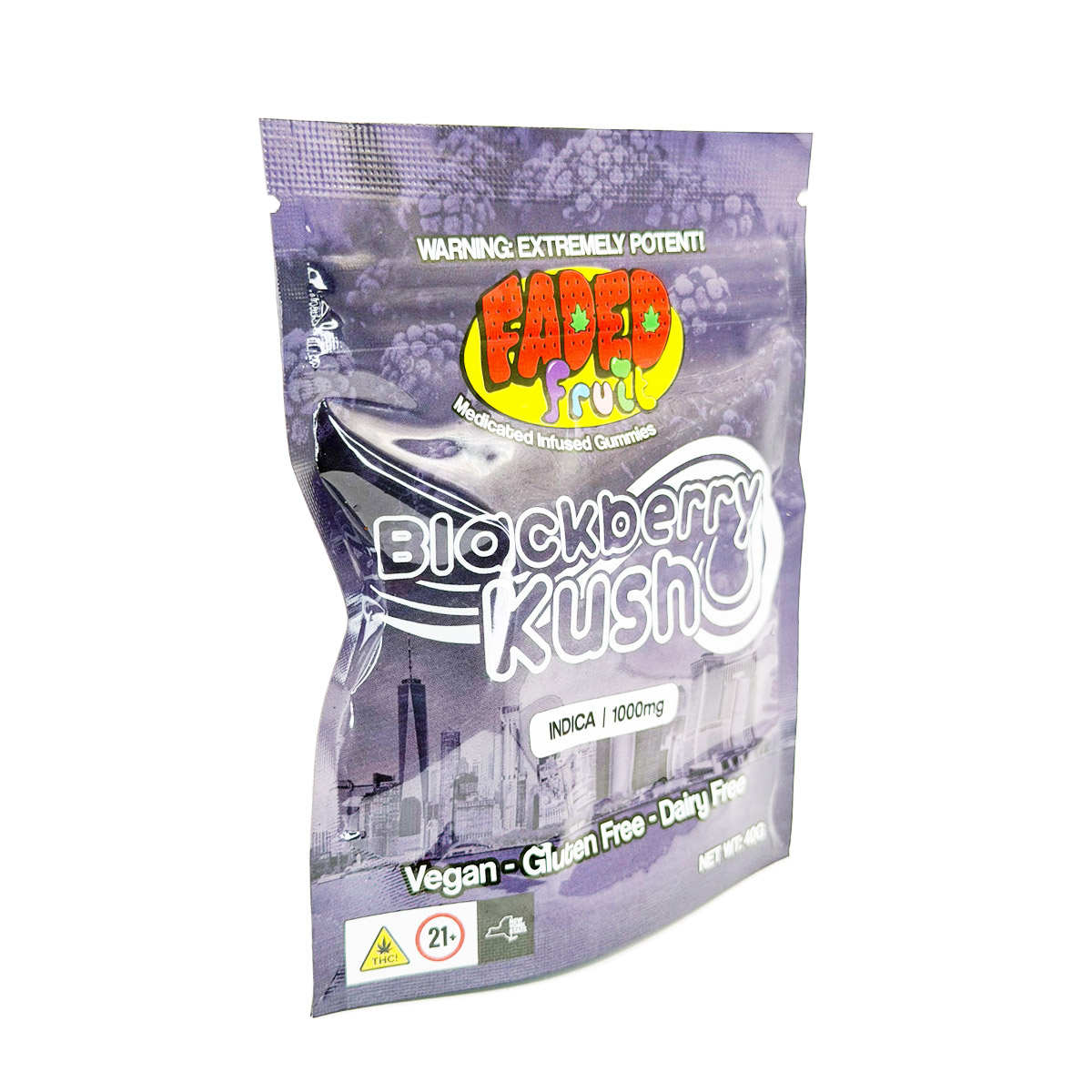 Faded Fruit Medicated Infused Blackberry Kush (Indica) 1000mg Edible Gummies