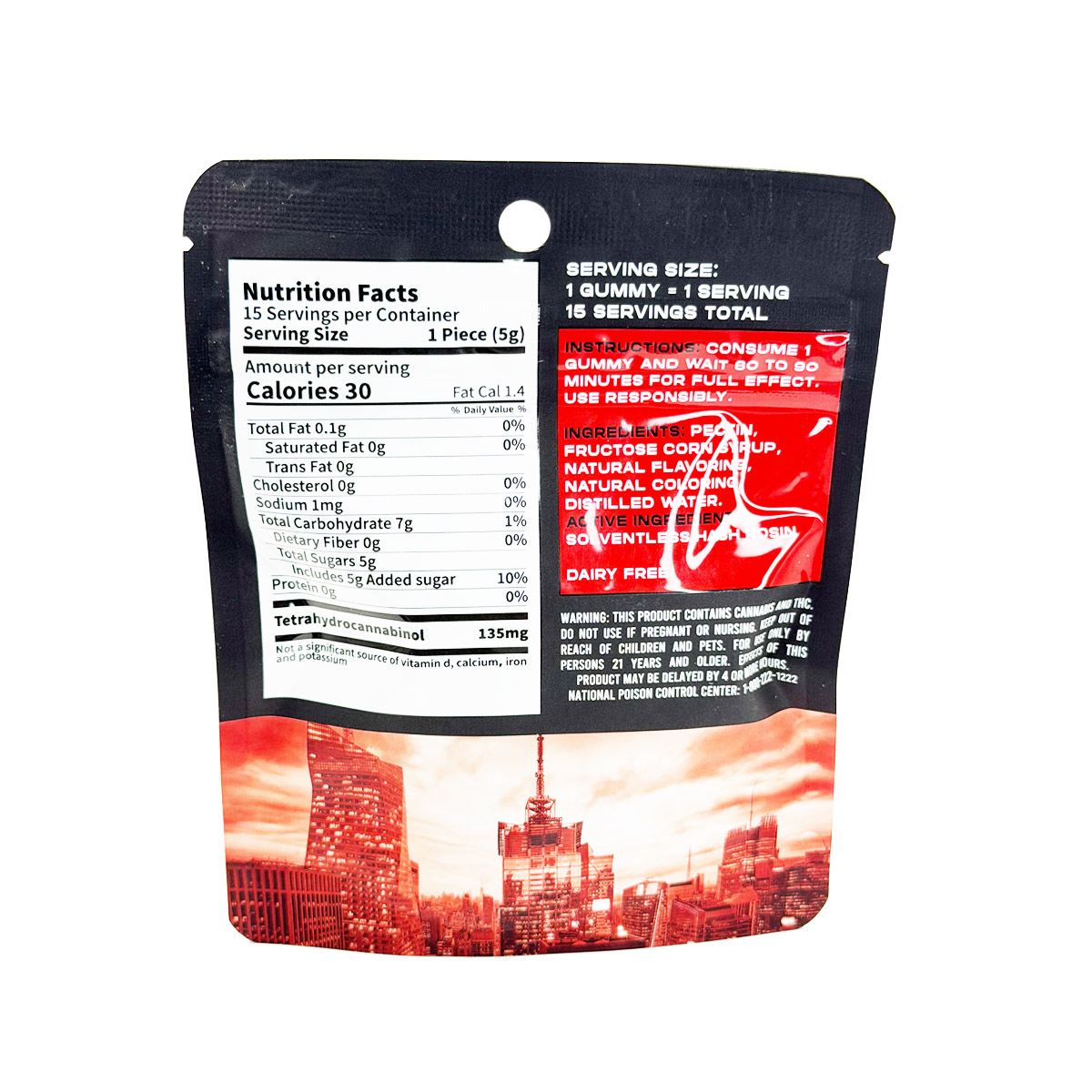 Moodz Cannabis Infused THC Solventless Rosin Strawberry (Sativa) 2000mg (15x135mg) Edible Gummies