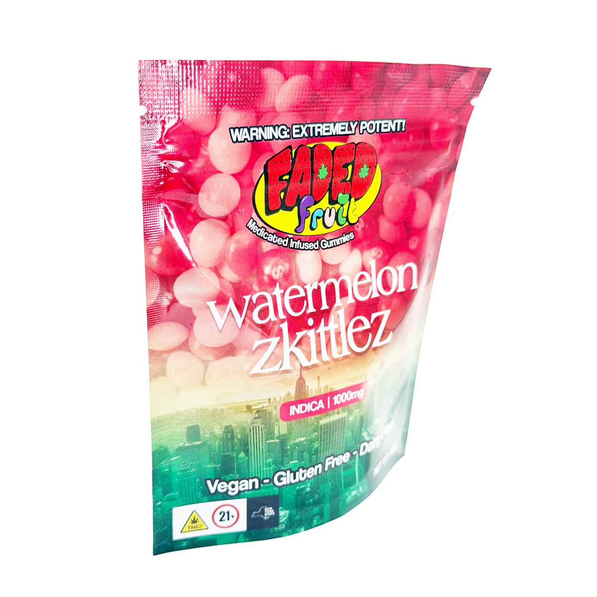 Faded Fruit Medicated Infused Watermelon Zkittlez (Indica) 1000mg Edible Gummies