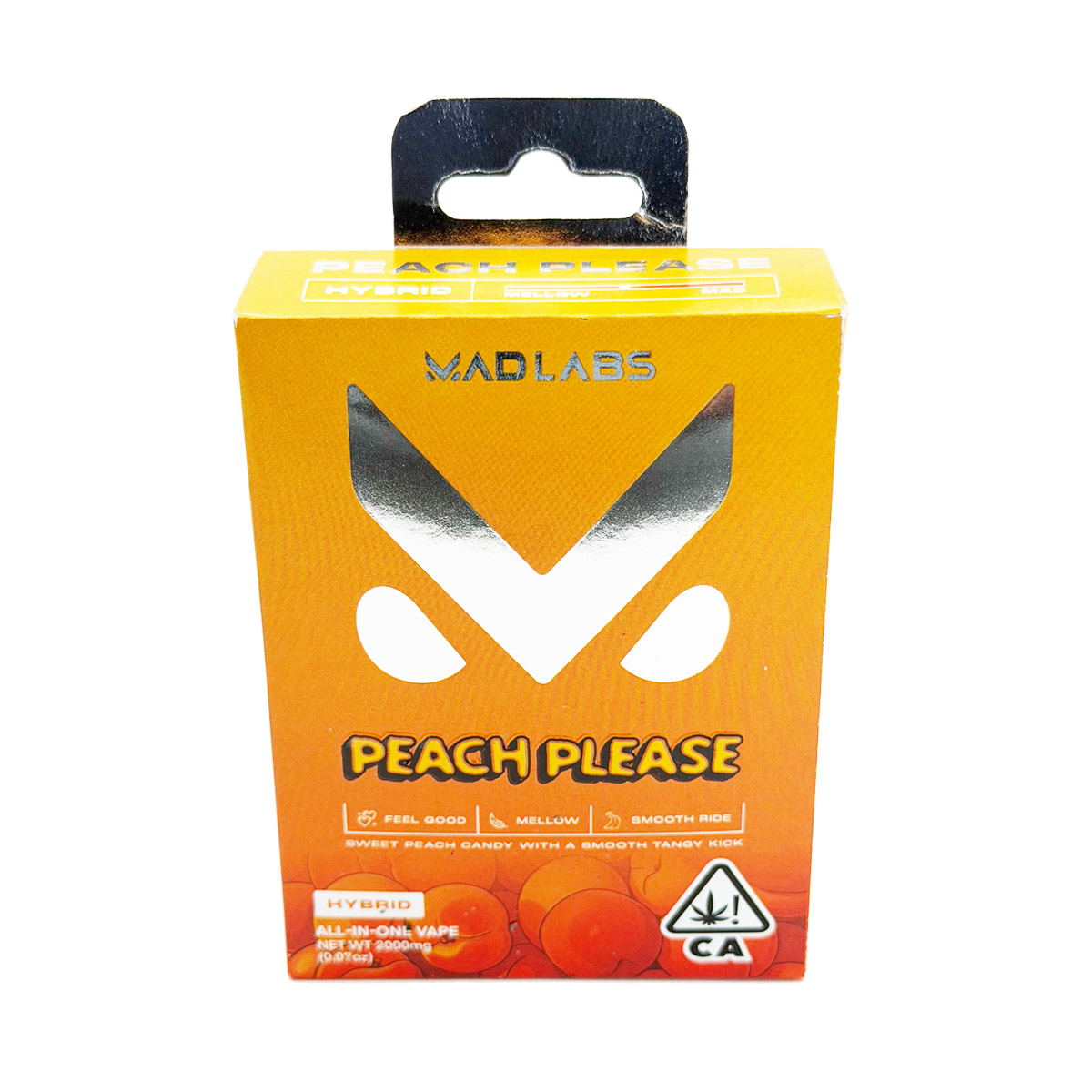 Mad Labs All In One Cannabis Peach Please (Hybrid) 2 Grams (2g) Disposable Vape