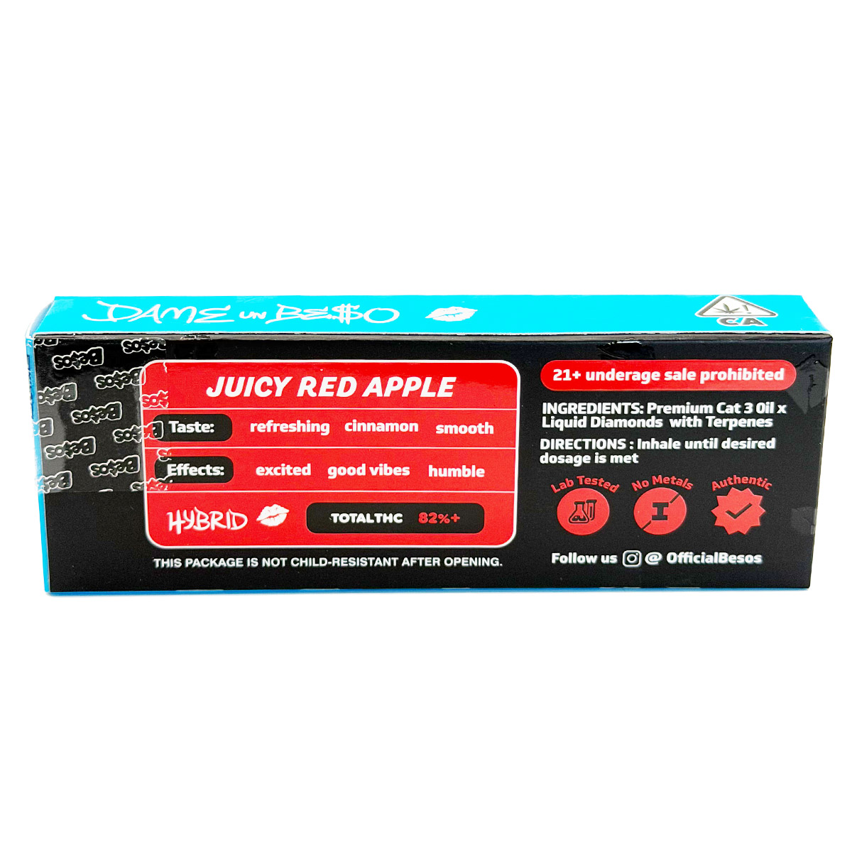 Besos Liquid Diamonds Juicy Red Apple (Hybrid) 2 Grams (2g) Disposable Vape