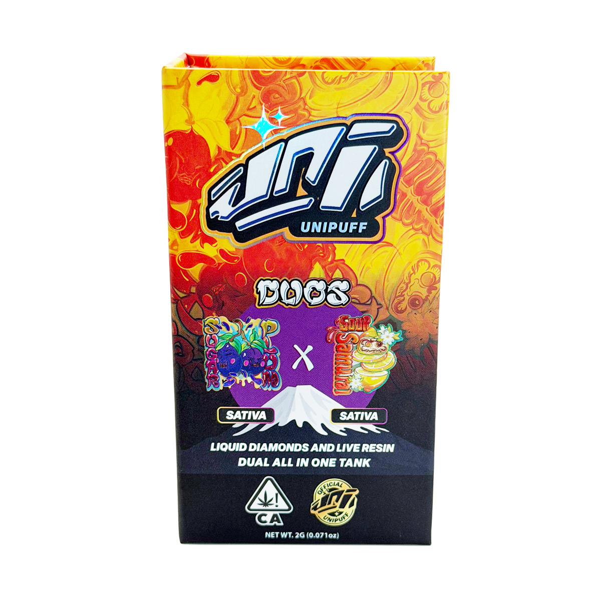 UniPuff Duos Guava Sugar (Sativa) / Sour Samurai (Sativa) 2 Grams (2g) Disposable Vape