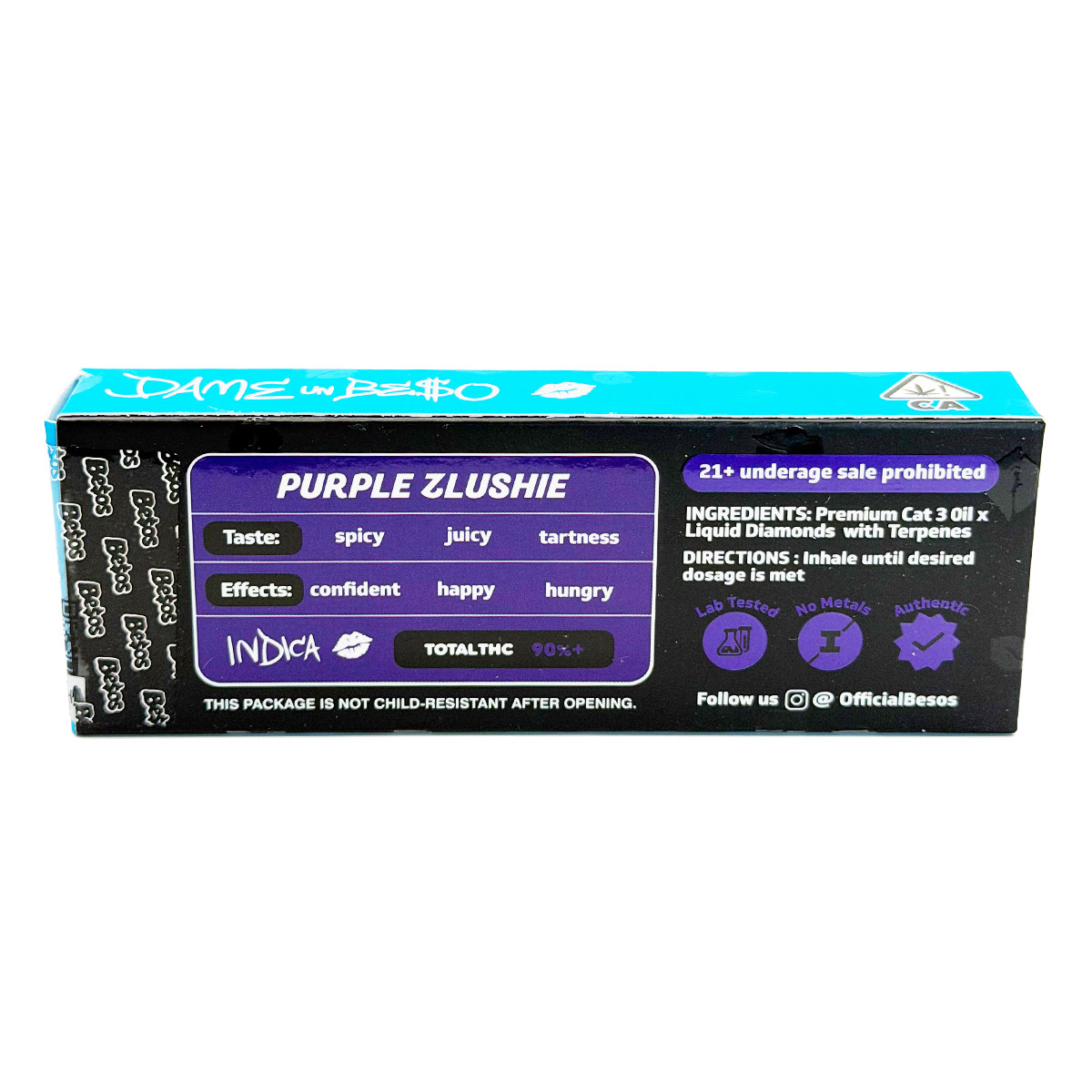 Besos Liquid Diamonds Purple Zlushie (Indica) 2 Grams (2g) Disposable Vape