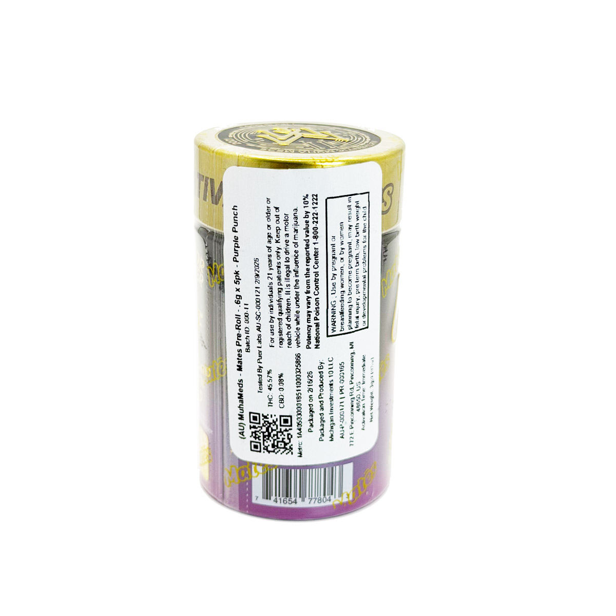 Muha Meds Mates Purple Punch (Sativa) 6 Grams (6g) Infused Pre-Rolls (5-Pack)