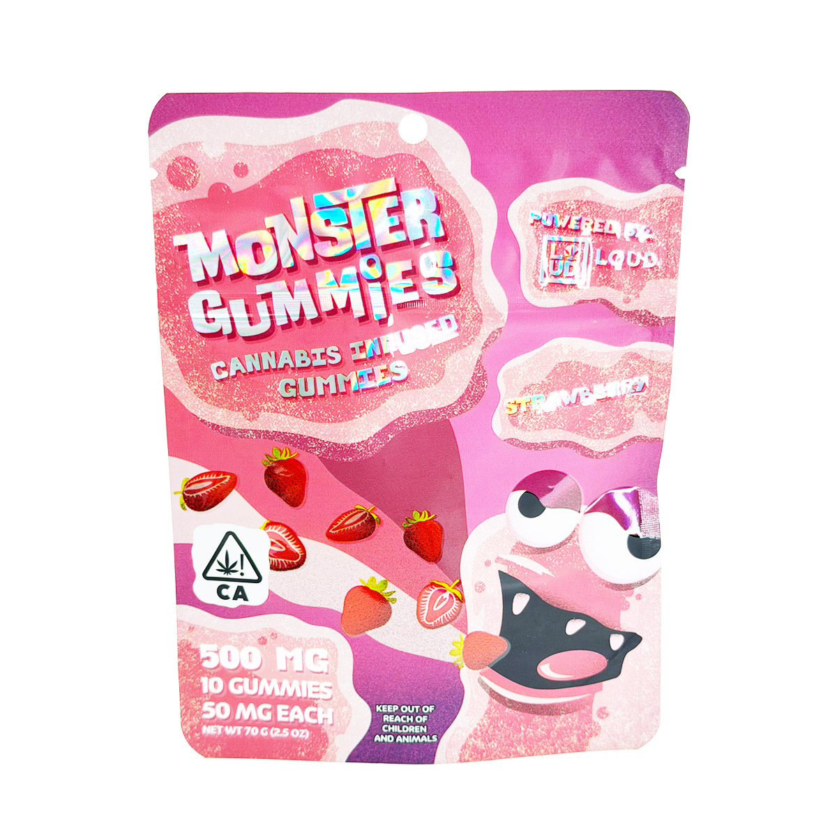 Loud Brandz Monster Cannabis Infused Strawberry 500mg (10x50mg) Edible Gummies