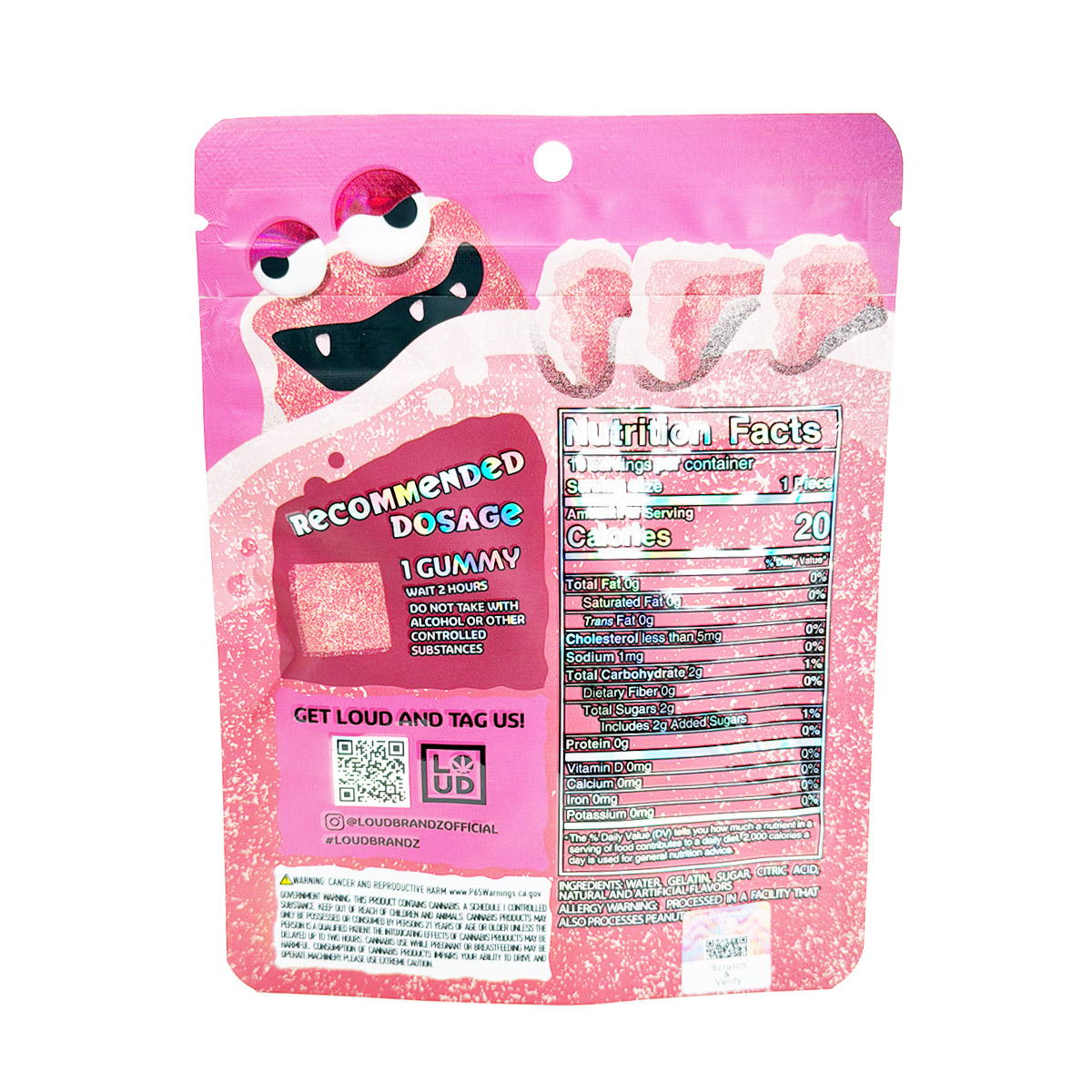 Loud Brandz Monster Cannabis Infused Strawberry 500mg (10x50mg) Edible Gummies