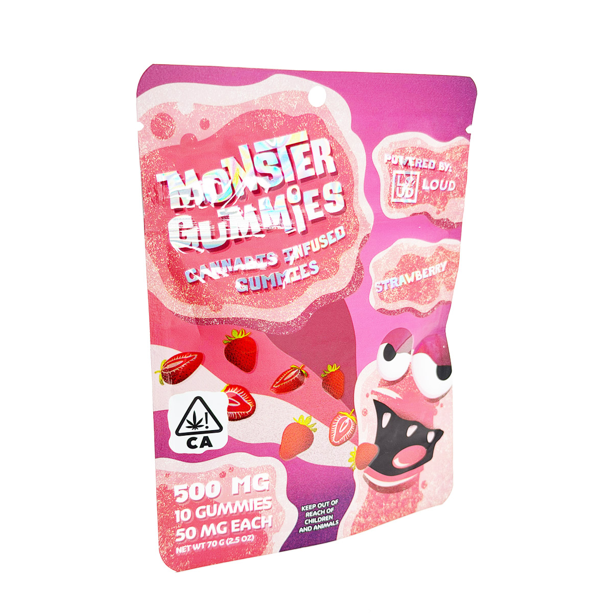 Loud Brandz Monster Cannabis Infused Strawberry 500mg (10x50mg) Edible Gummies