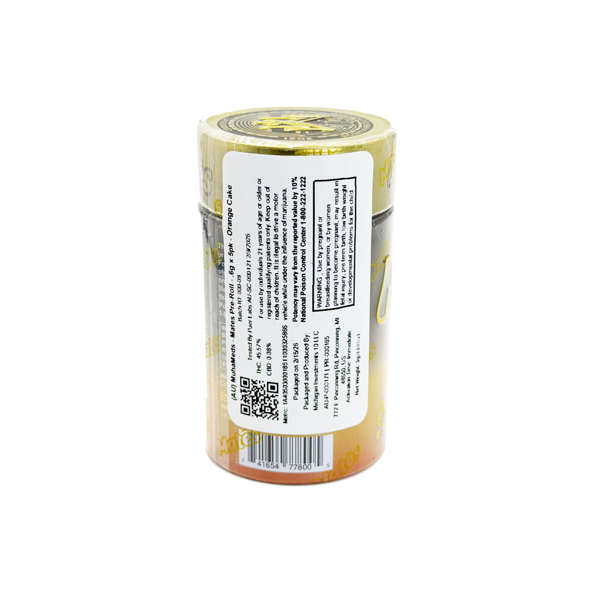 Muha Meds Mates Orange Cake (Hybrid) 6 Grams (6g) Infused Pre-Rolls (5-Pack)