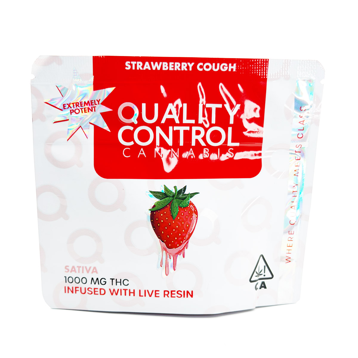 Quality Control Cannabis Live Resin Infused Strawberry Cough (Sativa) 1000mg (10x100mg) Edible Gummies