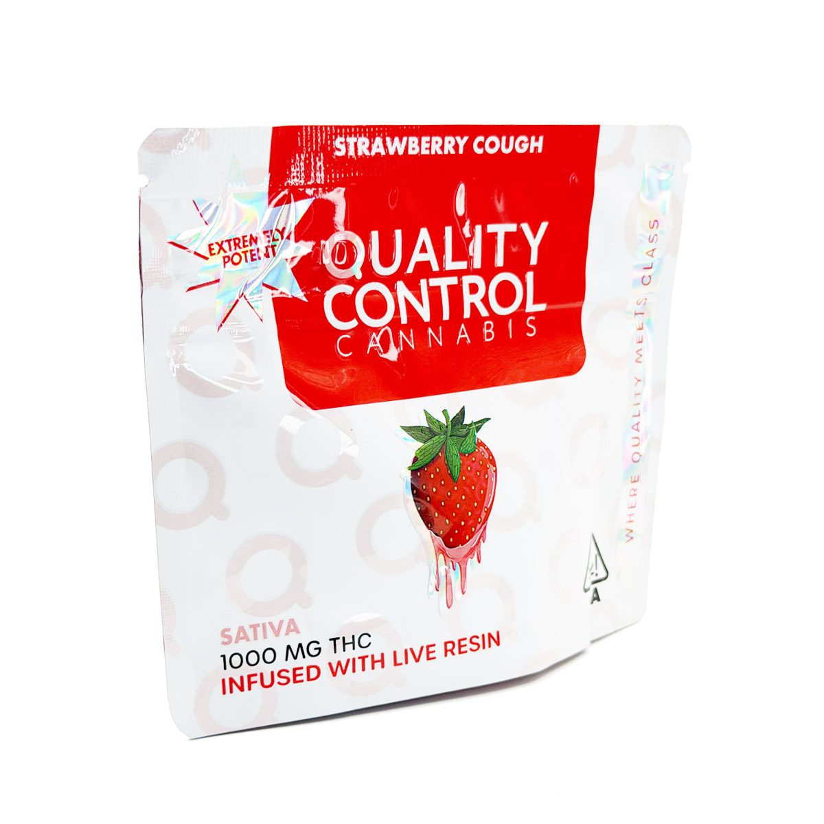 Quality Control Cannabis Live Resin Infused Strawberry Cough (Sativa) 1000mg (10x100mg) Edible Gummies