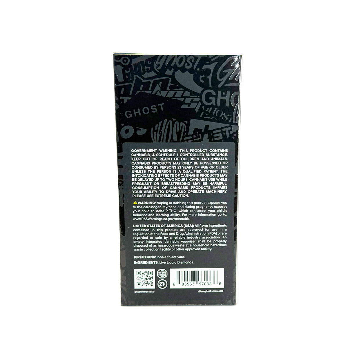 Ghost Live Liquid Diamonds All-in-One Golden Z (Indica) 2 Grams (2g) Disposable Vape