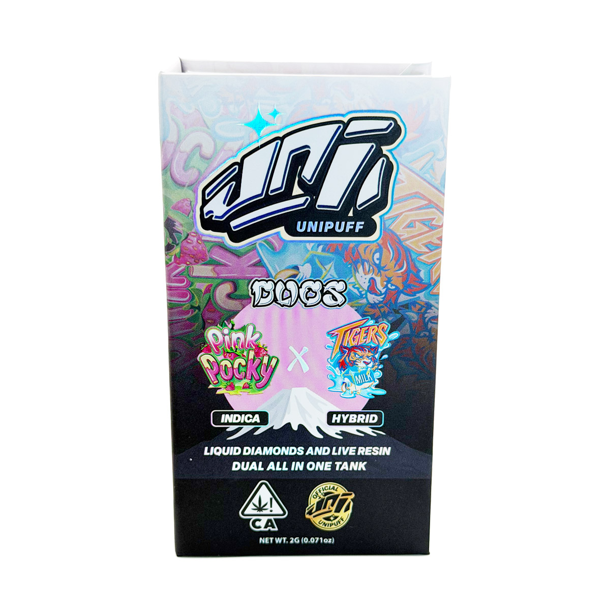 UniPuff Duos Pink Pocky (Indica) / Tiger's Milk (Hybrid) 2 Grams (2g) Disposable Vape