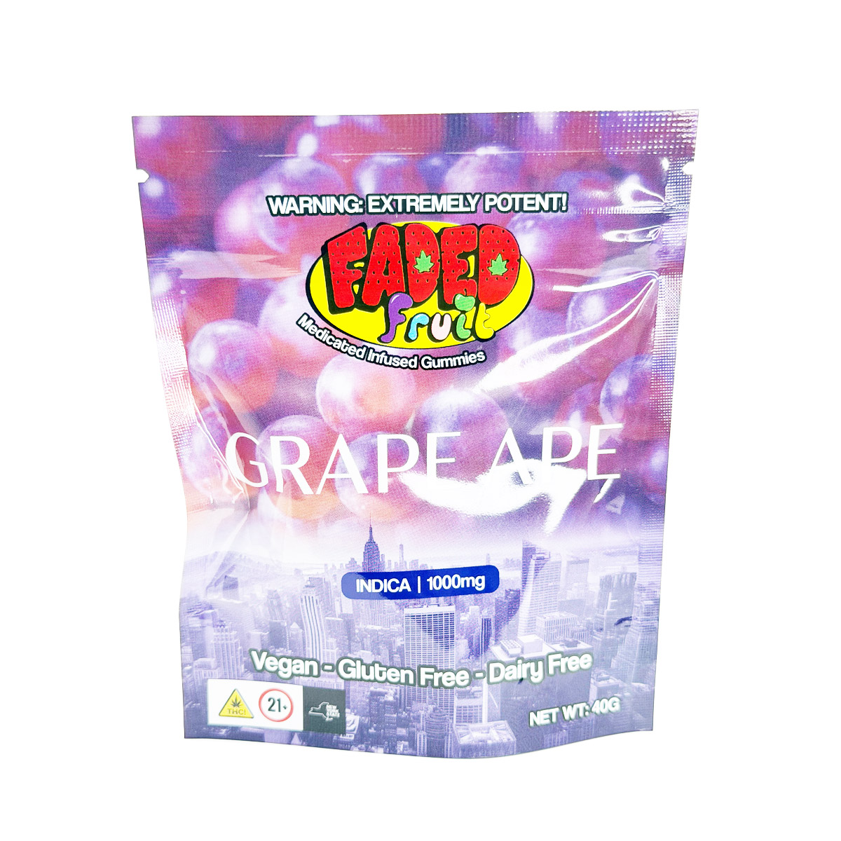 Faded Fruit Medicated Infused Grape Ape (Indica) 1000mg Edible Gummies