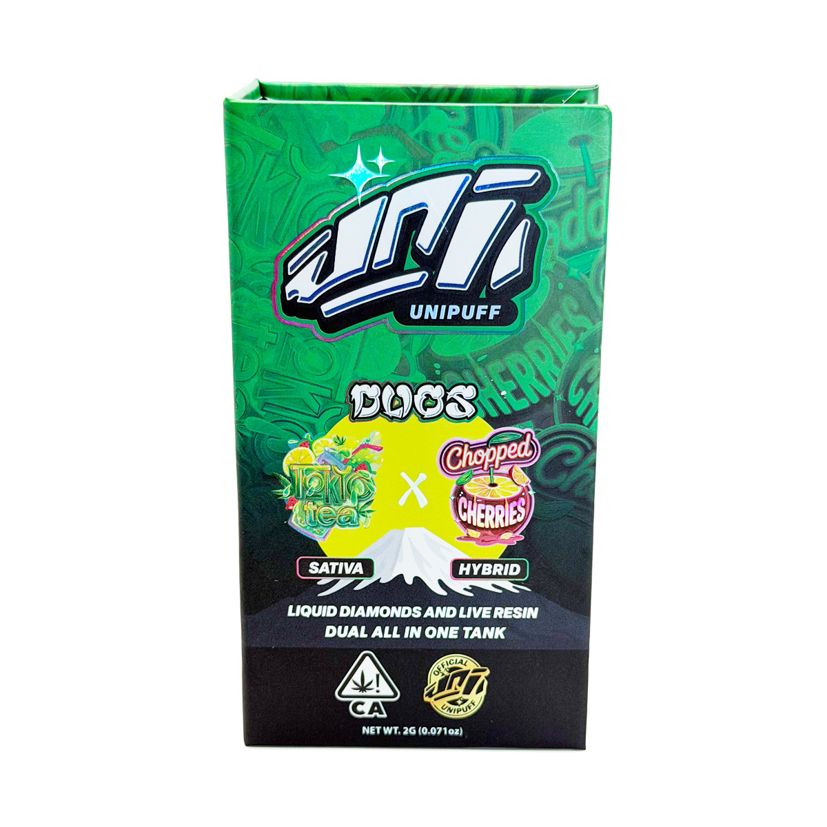 UniPuff Duos Tokyo Tea (Sativa) / Chopped Cherries (Hybrid) 2 Grams (2g) Disposable Vape