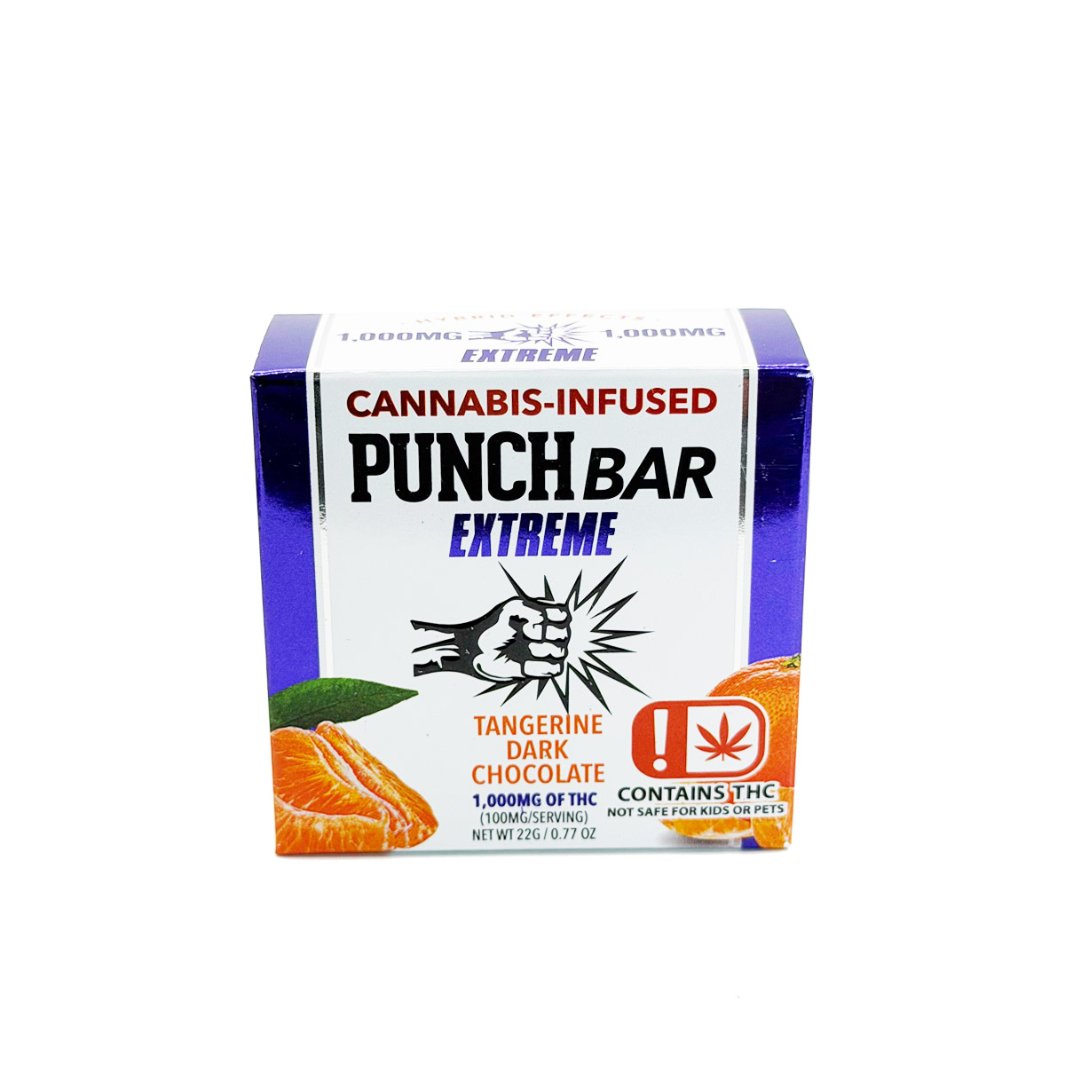 Punch Bar Extreme Cannabis Infused THC Tangerine Dark Chocolate 1000mg Edible Chocolate Bar