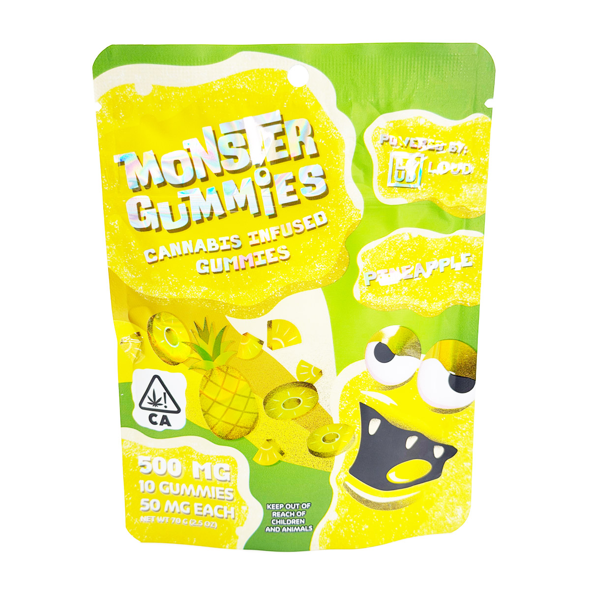 Loud Brandz Monster Cannabis Infused Pineapple 500mg (10x50mg) Edible Gummies