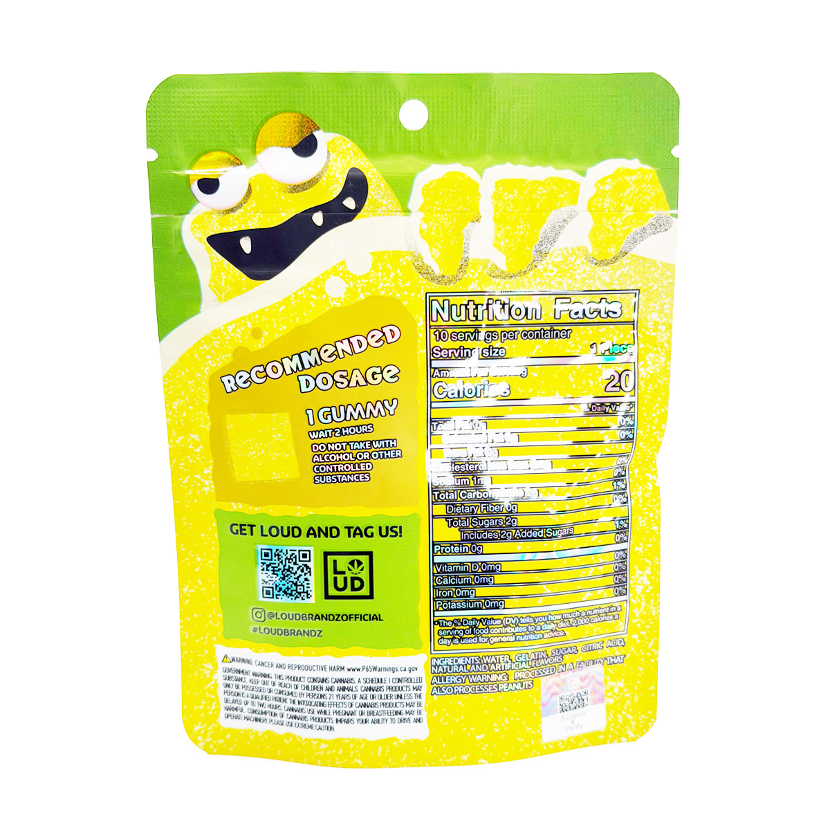 Loud Brandz Monster Cannabis Infused Pineapple 500mg (10x50mg) Edible Gummies