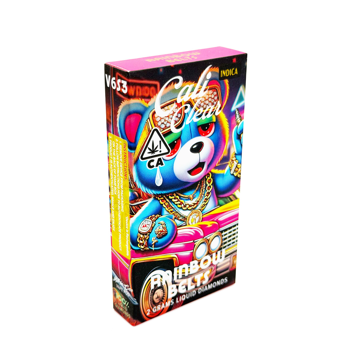 Cali Clear Liquid Diamonds Rainbow Belts (Indica) 2 Grams (2g) Disposable Vape