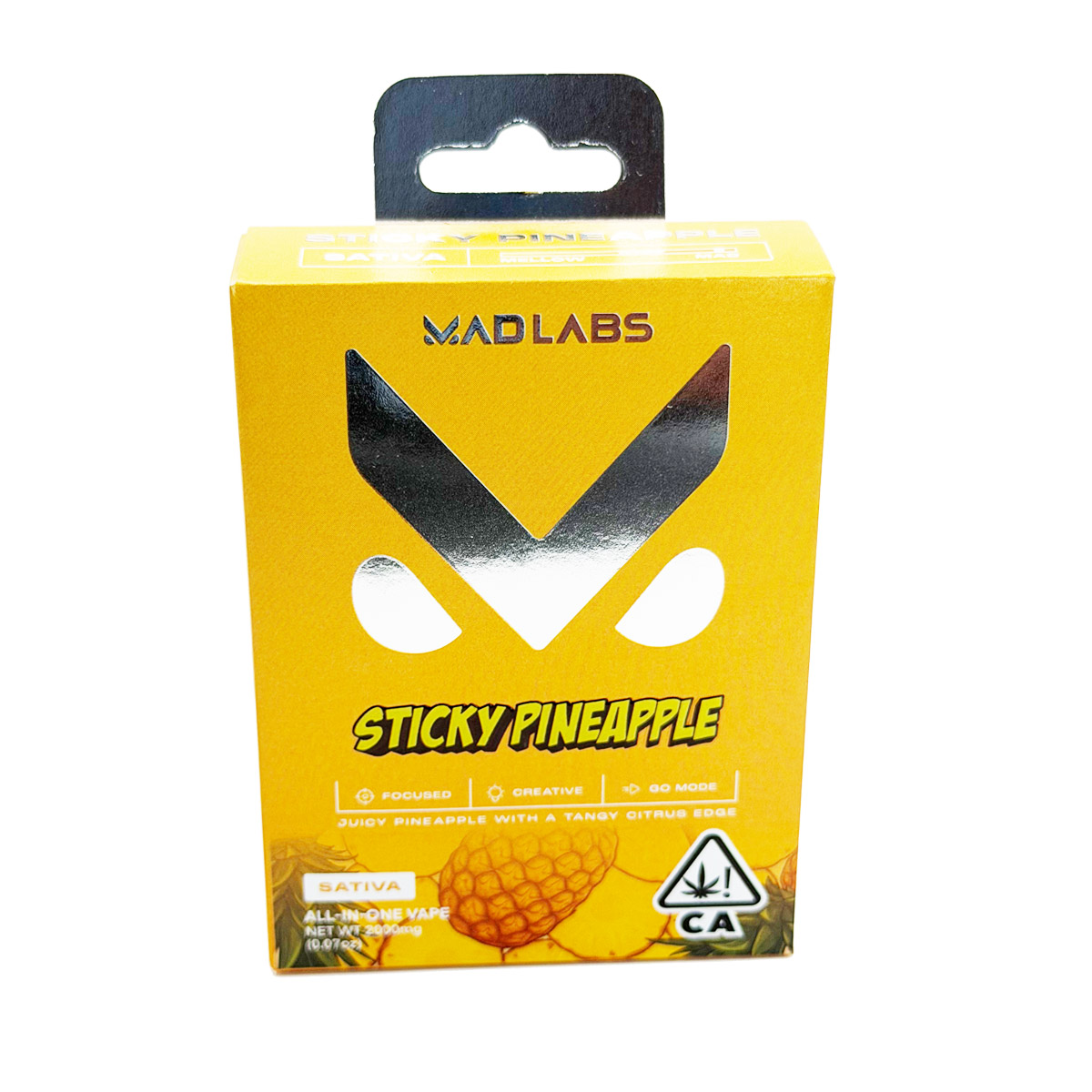 Mad Labs All In One Cannabis Sticky Pineapple (Sativa) 2 Grams (2g) Disposable Vape