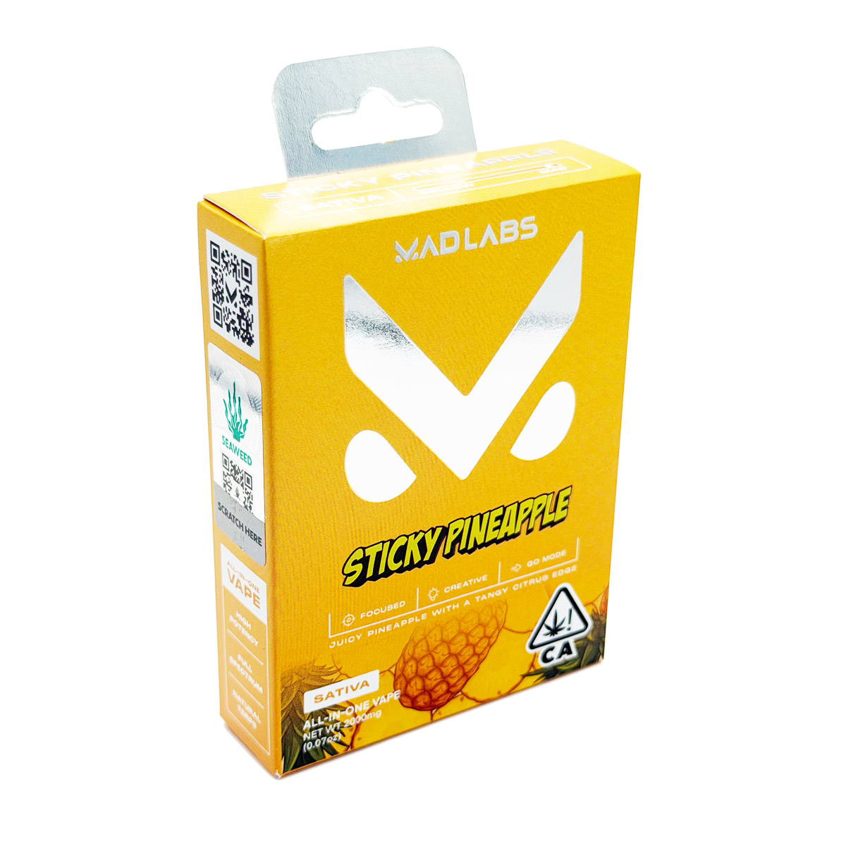 Mad Labs All In One Cannabis Sticky Pineapple (Sativa) 2 Grams (2g) Disposable Vape