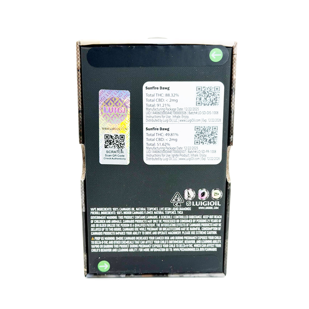 Luigi Live Resin Liquid Diamond Bundle Sunfire Dawg (Hybrid) 2 Grams (2g) Disposable Vape