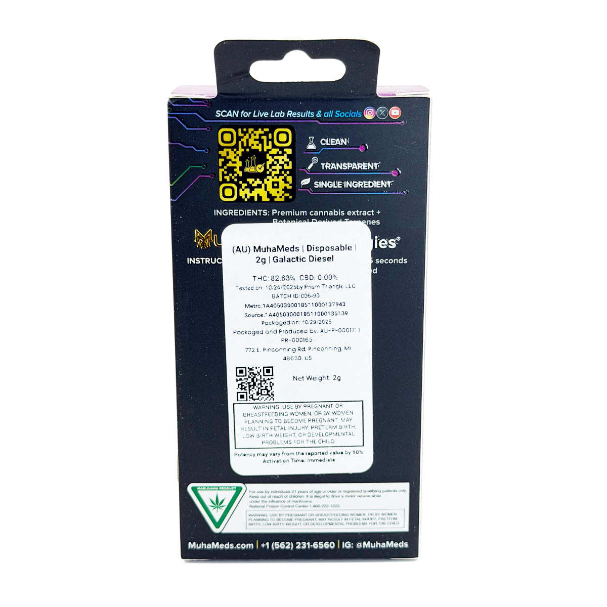 Muha Meds All-In-One Galactic Diesel (Indica) 2 Grams (2g) Disposable Vape