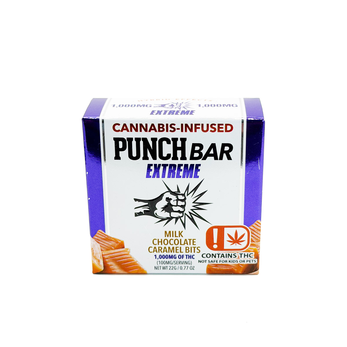 Punch Bar Extreme Cannabis Infused THC Milk Chocolate Caramel Bits 1000mg Edible Chocolate Bar