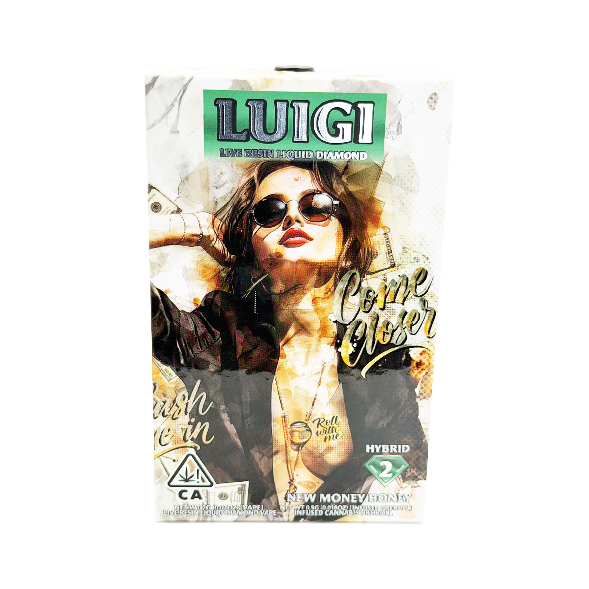 Luigi Live Resin Liquid Diamond Bundle New Money Honey (Hybrid) 2 Grams (2g) Disposable Vape