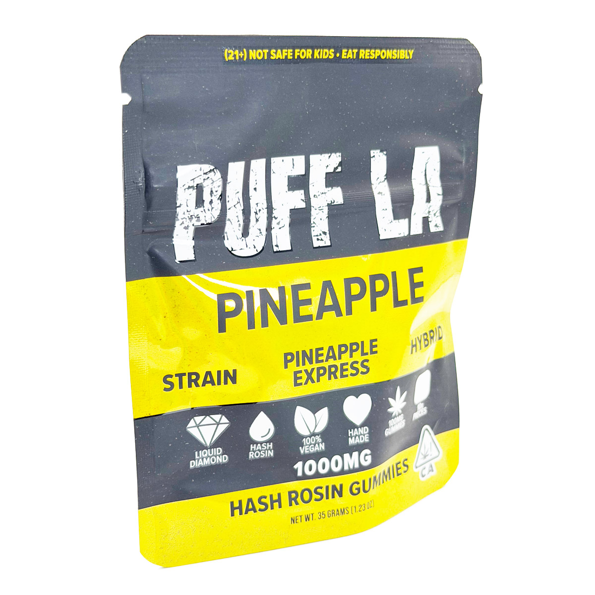 Puff LA Hash Rosin Pineapple Express (Hybrid) 1000mg (10x100mg) Edible Gummies