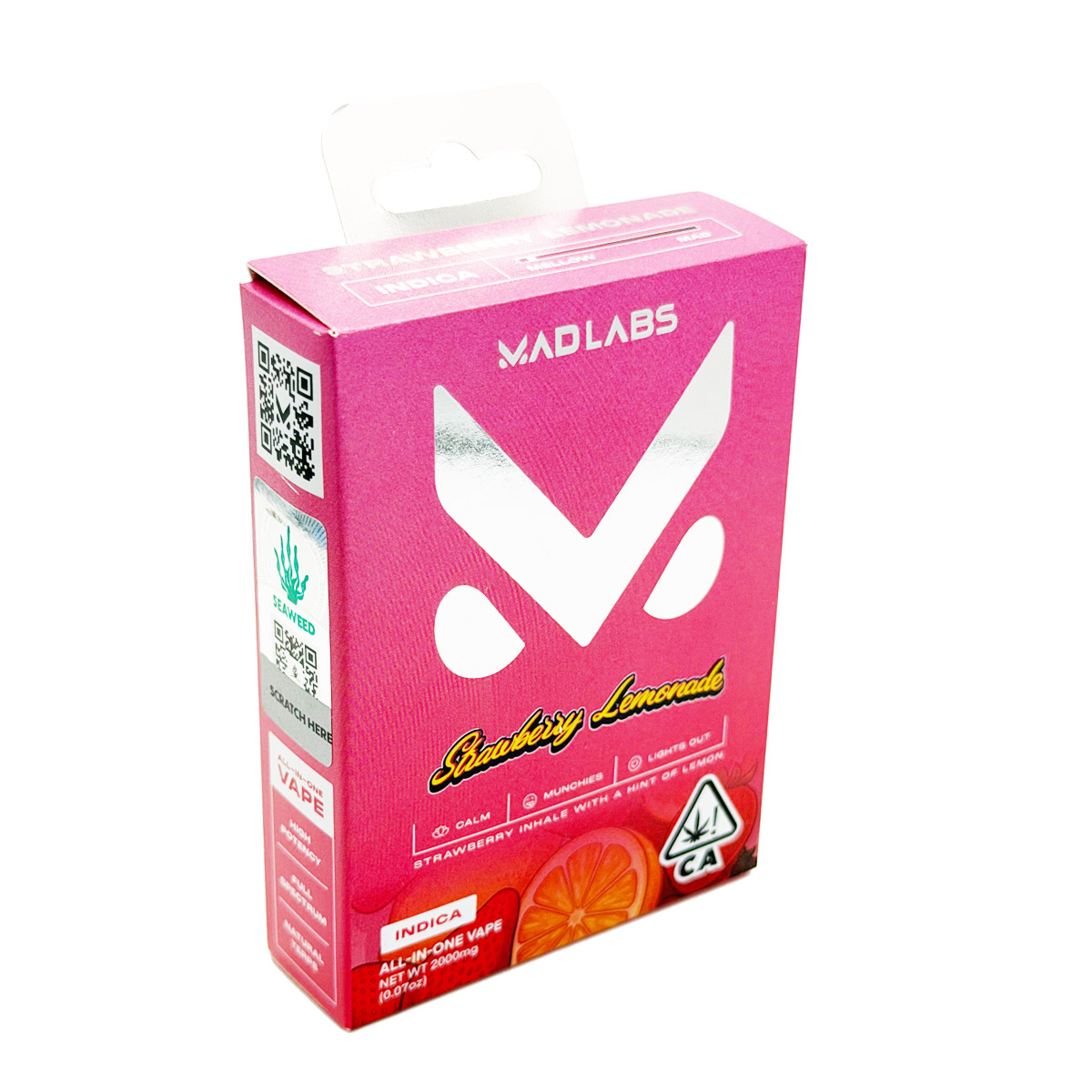 Mad Labs All In One Cannabis Strawberry Lemonade (Indica) 2 Grams (2g) Disposable Vape