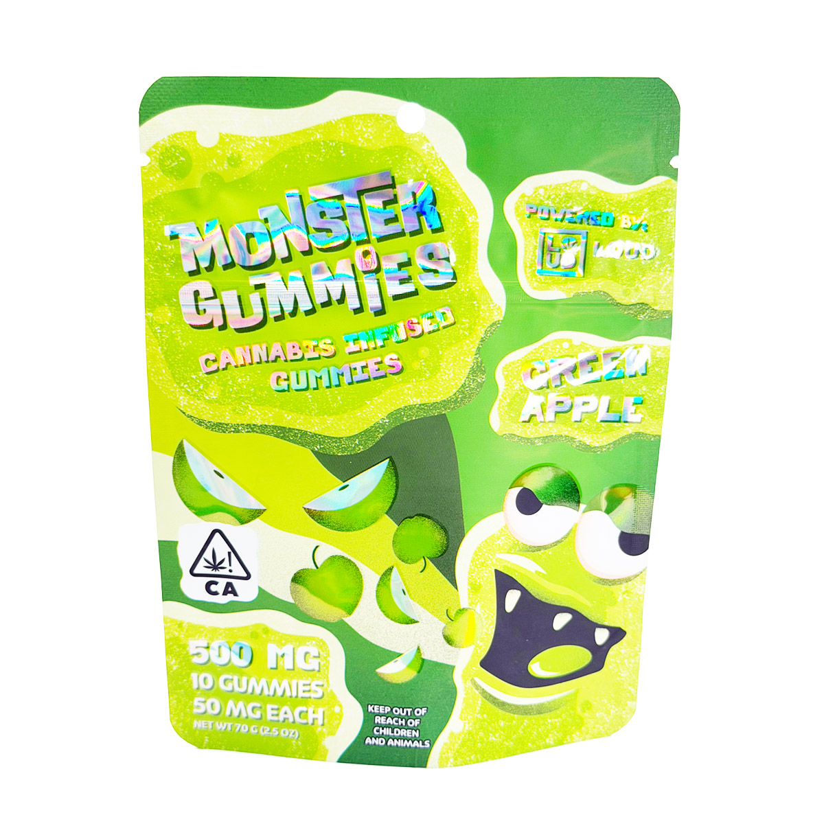 Loud Brandz Monster Cannabis Infused Green Apple 500mg (10x50mg) Edible Gummies