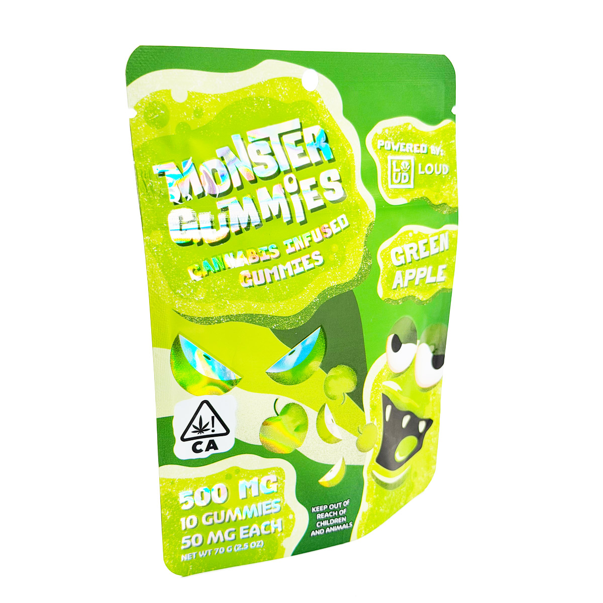 Loud Brandz Monster Cannabis Infused Green Apple 500mg (10x50mg) Edible Gummies