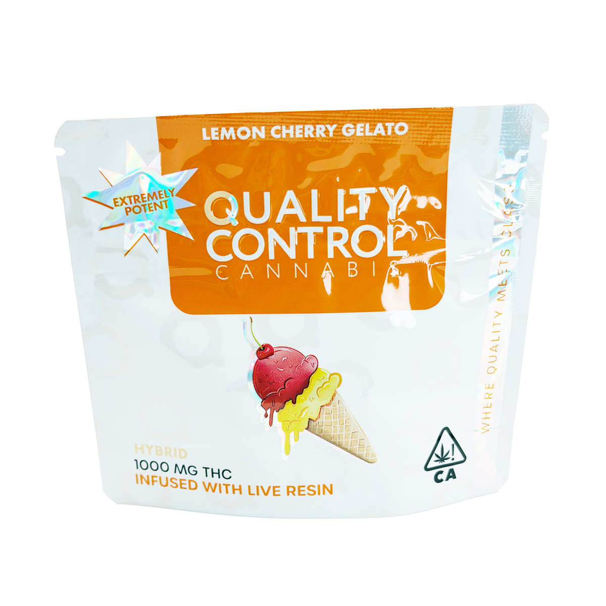Quality Control Cannabis Live Resin Infused Lemon Cherry Gelato (Hybrid) 1000mg (10x100mg) Edible Gummies