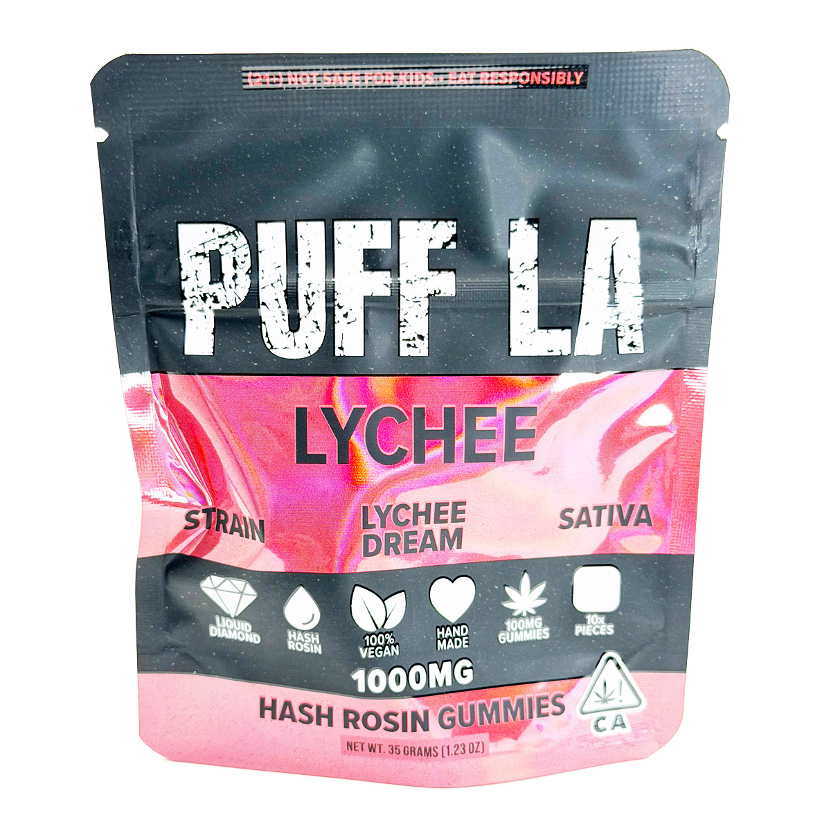 Puff LA Hash Rosin Lychee Dream (Sativa) 1000mg (10x100mg) Edible Gummies