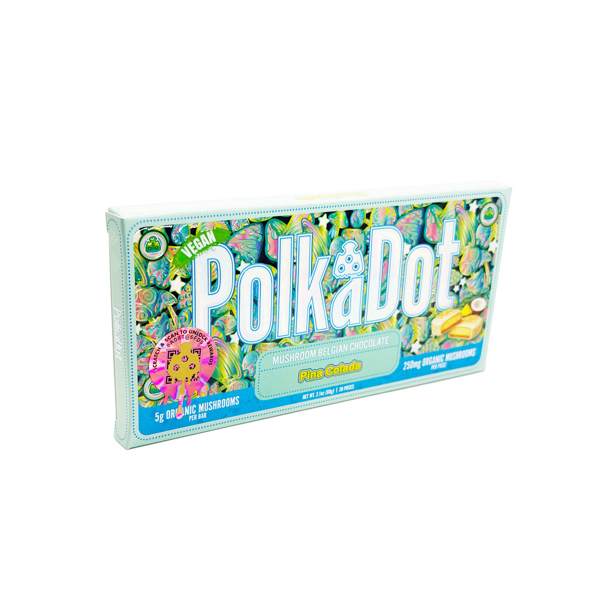 PolkaDot Organic Mushroom Infused Pina Colada 5000mg (5g) Chocolate Bar